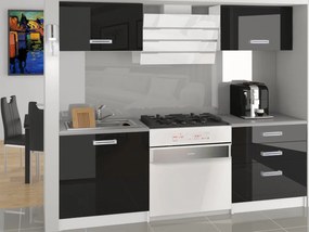 Kuchynská linka Belini 120 cm čierny lesk s pracovnou doskou Vulcano  INF VULCANO/3/WT/B/0/D