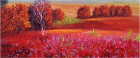 Obraz červenej krajiny (120x50 cm)