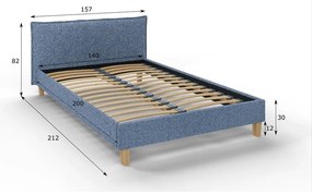 Modrá čalúnená dvojlôžková posteľ s roštom 140x200 cm Tina - Ropez