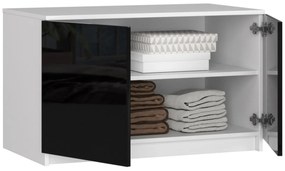 Nadstavec na skrinku Star 90 cm biely/čierny lesk