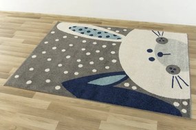 Detský koberec EMILY KIDS 2323A Zajac tyrkysový / tmavý sivý