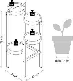 STOJAN NA KVETINÁČ WBAMB4 78X48X42 CM BIELA/HNEDÁ