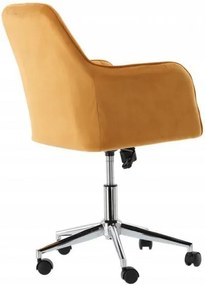Elegantné otočné kreslo zo zamatu v horčicovožltej farbe