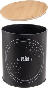 Orion Plechová dóza, čierna, s bambusovým vekom, NA PRÁDLO, 3,3L