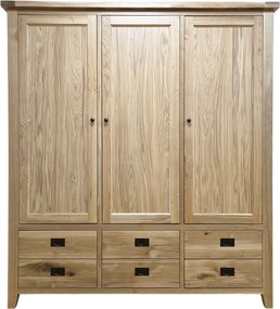 Trojdielna šatníková skriňa so 6 zásuvkami, 190x63x210 cm