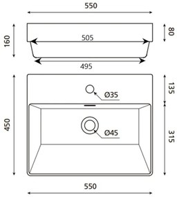 Bathco 0062 - Zapustené umývadlo FUNCHAL 55 x 45 cm porcelán/biela