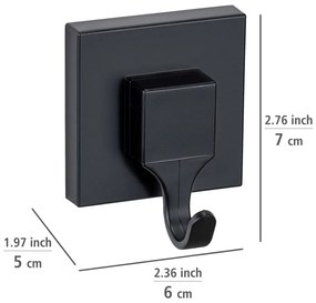 Čierne samodržiace plastové háčiky v súprave 2 ks Quadro – Wenko