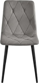 Sivá zamatová stolička LIBRA STRIEBORNO SIVÁ s čiernymi nohami