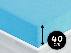 Froté napínacie prestieradlo na extra vysoký matrac FR-017 Azúrovo modré 140 x 200 - výška 40 cm