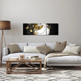 Obraz - Guľa so zlatými motívmi (s hodinami) (90x30 cm)