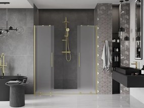 Mexen Velar Duo, posuvné sprchové dvere do otvoru 200 cm, 8mm sklo námraza, zlatá matná, 871-200-000-32-55