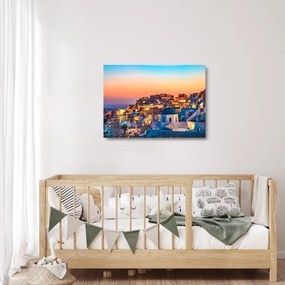 Sklenený obraz - Santorini pri zotmení (70x50 cm)