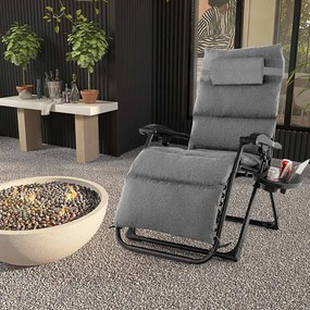 Polstrovaná stolička zero gravity, rôzne farby- sivá