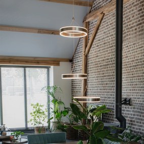 Oceľové závesné svietidlo okrúhle vrátane LED 3-stupňové stmievateľné 3-svetlo - Lyani