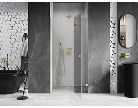 Mexen, Mexen Lunar pravé otočné sprchové dvere 125 cm, transparentné, brúsené zlato - 834-125-000-55-00-P