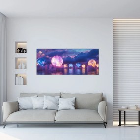 Obraz - Planéty na vode (120x50 cm)