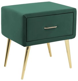 Zamatový nočný stolík so zásuvkou zelený FLAYAT Beliani