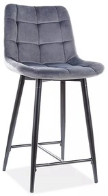 Zamatová barová stolička CHIC 90 cm sivá