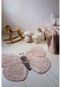Svetloružovo-béžový prateľný ručne tkaný bavlnený detský koberec 90x120 cm Baby Butterfly – Lorena Canals