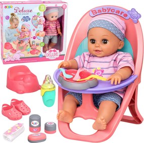 LEAN Toys Bábika Bobas – čurá, bľaboce, plače, hovorí, vydáva 12 zvukov, príslušenstvo, stolička