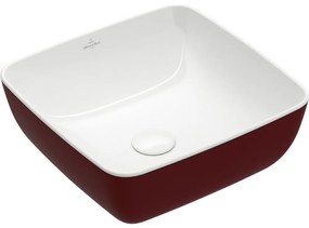 VILLEROY &amp; BOCH Artis štvorcové umývadlo na dosku bez otvoru, bez prepadu, 410 x 410 mm, Bordeaux, 417841BCS9