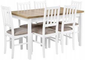 BIRD Meble Sada 6 x Drevená jedálenská stolička do jedálne a kuchyne BOS04 biela/béžová