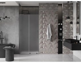 Mexen Velar L, posuvné sprchové dvere do otvoru 90 cm, 8mm sklo námraza, grafit brúsený, 871-090-003-31-66