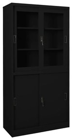 Kancelárska skriňa s posuvnými dverami čierna 90x40x180 cm oceľ