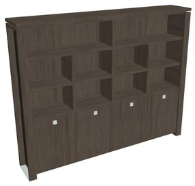 Vysoká skriňa Verno+ S 260 x 46 x 210 cm, s regálom, dub antracit / čierna
