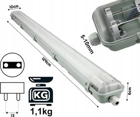 SADA Hermetické svietidlo s reflektorom 120cm 36W 5760lm 6500K + 2x LED žiarivky