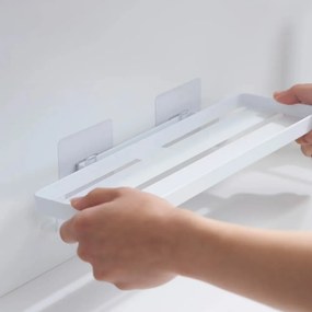 Matne biela oceľová kúpeľňová polička bez vŕtania Film Hook – YAMAZAKI