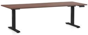 Výškovo nastaviteľný stôl OfficeTech C, 200 x 80 cm, čierna podnož, orech
