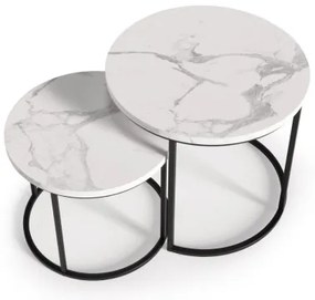 SADA 2x Konferenčný stolík OREO pr. 43/53 cm čierna/dekor mramoru