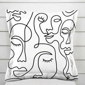 Biante Bavlnená obliečka na vankúš s lemom Sandra SA-570 Abstraktné tváre na bielom 40 x 40 cm