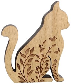 AMADEA Drevená dekorácia mačka, masívne drevo 6 x 5 cm, český výrobok