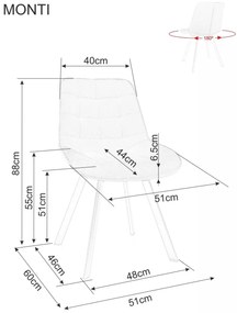 Sametová jídelní židle Monti - výber z 4 prevedení