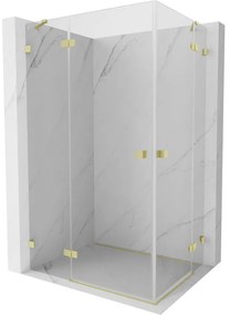 Mexen Lunar Duo, výklopný sprchový kút 120 x 110 cm, 8mm číre sklo, zlatý matný profil, 834-120L-110P-55-00