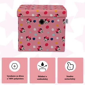 Taburet s úložným priestorom Myška Minnie - ružový