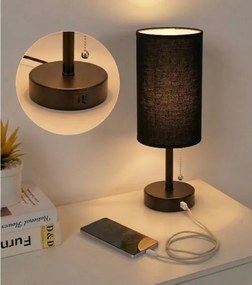 Brilagi - Stolná lampa s USB portom TABLON 1xE27/25W/230V čierna