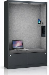 Akustická kabína SALLY MentalBox 1150 mm – antracitový korpus, sivé sedadlo