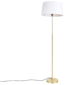 Stojaca lampa zlatá/mosadzná s bielym ľanovým tienidlom 45 cm - Parte