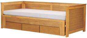 Drevená rozkladacia posteľ s úložným priestorom 90/180x200 cm svetlé drevo CAHORS Beliani