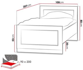 Jednolôžková posteľ 90cm Nyssa N21 (lefkas). Vlastná spoľahlivá doprava až k Vám domov. 1122739