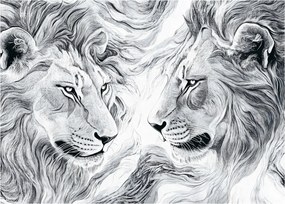 Obraz - Kreslené levie hlavy (70x50 cm)
