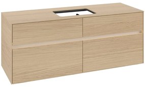 VILLEROY &amp; BOCH Collaro závesná skrinka pod umývadlo na dosku (umývadlo v strede), 4 zásuvky, s LED osvetlením, 1400 x 500 x 548 mm, Nordic Oak, C116B0VJ