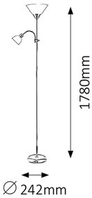 Rabalux Stojacia lampa Action 2xE27/230V/178cm, saténový chróm