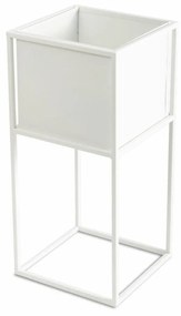 KOVOVÝ KVETINÁČ SO STOJANOM PLAIN 50X24 CM BIELA
