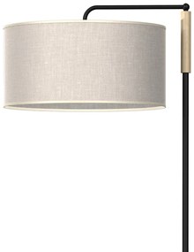 Stojacia lampa Atlanta, 1x ľanové tienidlo, b/drevo