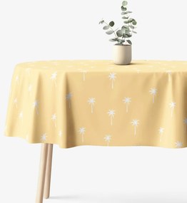 Goldea oválny obrus 100% bavlnené plátno - palmy na žltej 140 x 280 cm