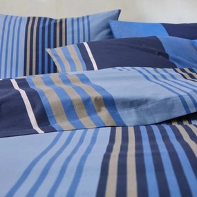 Bavlnená posteľná bielizeň Detroit s pruhovanou potlačou (*) Súprava obliečok na vankúš (70x90) a na prikrývku (140x200) v klasických rozmeroch a bez chlopne na zasunutie pod matrac.